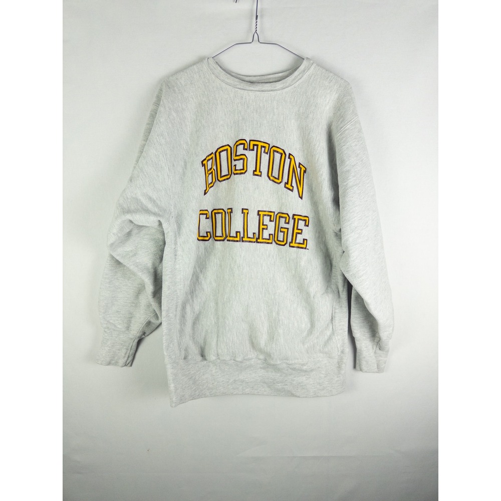 Champion Gray Crewneck Sweatshirt with Yellow Boston College Appliqué